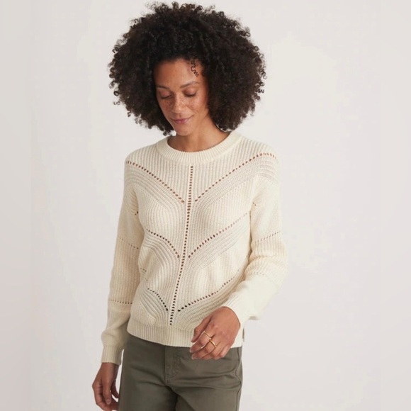 Marine Layer Olivia Crewneck Sweater in Cream White - Picture 1 of 8